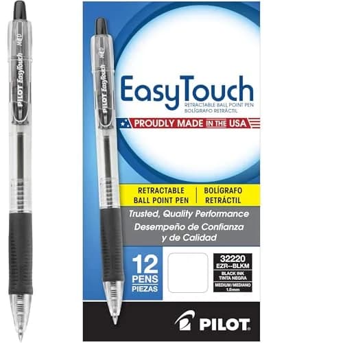 PILOT EasyTouch Ballpoint Pens 12-Pack | Medium Point 1.0mm Black Ink, Refillable, Retractable, Comfortable Grip thumbnail 1
