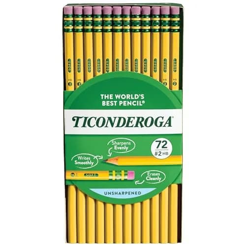 Ticonderoga Wood-Cased Pencils #2 HB Soft Yellow 72 Count | PMA Certified Non-Toxic thumbnail 1