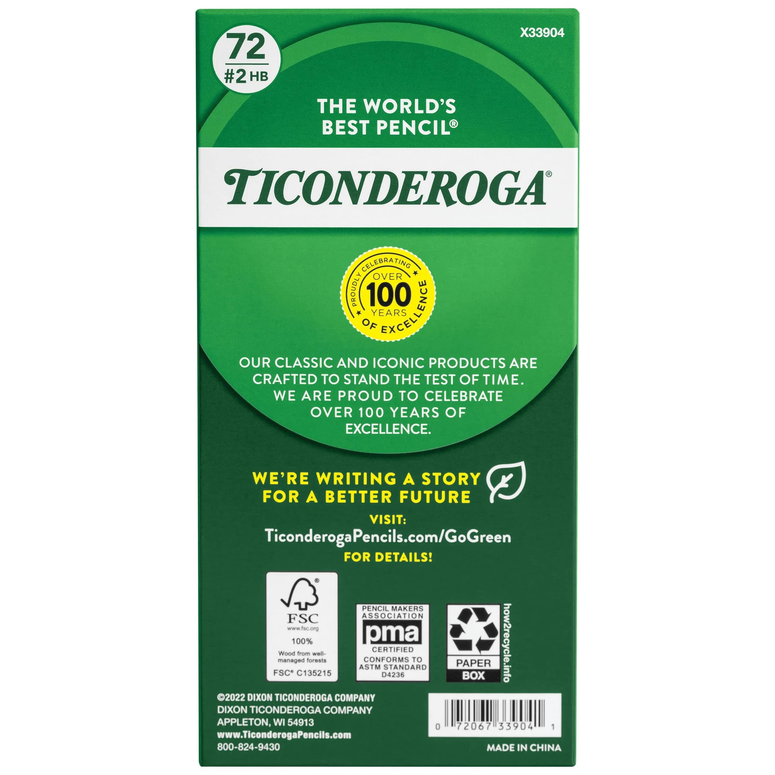 Ticonderoga Wood-Cased Pencils #2 HB Soft Yellow 72 Count | PMA Certified Non-Toxic - view 2