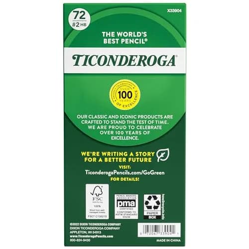 Ticonderoga Wood-Cased Pencils #2 HB Soft Yellow 72 Count | PMA Certified Non-Toxic thumbnail 2
