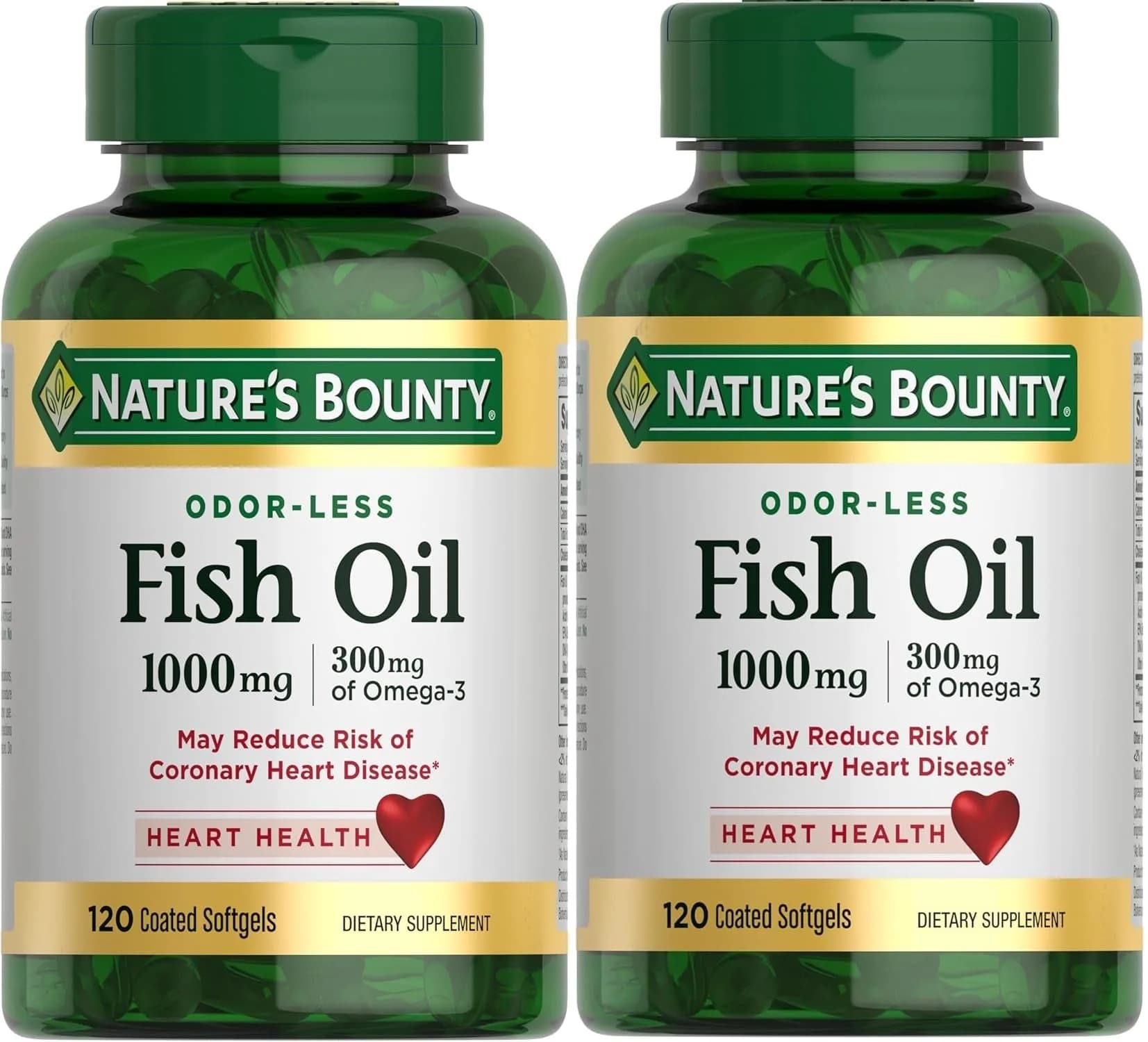 Nature's Bounty Omega-3 Fish Oil 1000 mg Softgels 120 Coated Soft Gels | Supports Heart & Circulatory Wellness