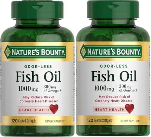 Nature's Bounty Omega-3 Fish Oil 1000 mg Softgels 120 Coated Soft Gels | Supports Heart & Circulatory Wellness thumbnail 1