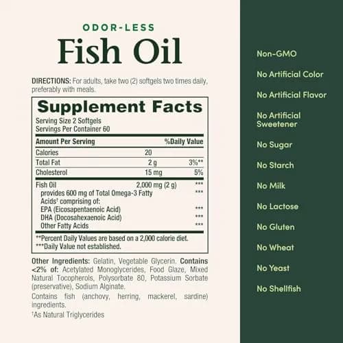 Nature's Bounty Omega-3 Fish Oil 1000 mg Softgels 120 Coated Soft Gels | Supports Heart & Circulatory Wellness thumbnail 5