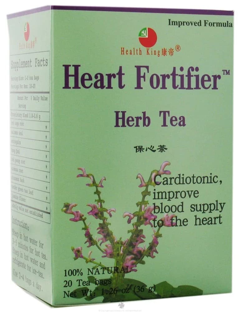 Health King Heart Fortifier Herb Tea, Teabags, 20-Count Box (Pack of 4) | Heart & Circulation Support