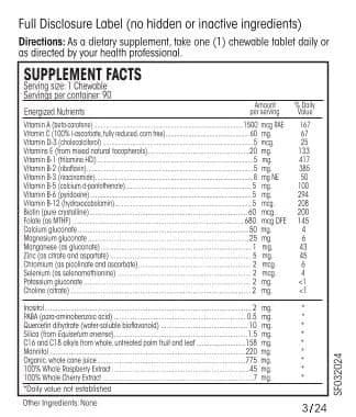 PERQUE Life Guard Chewables Cherry 90 Count | Unisex Multivitamin & Mineral Supplement thumbnail 2