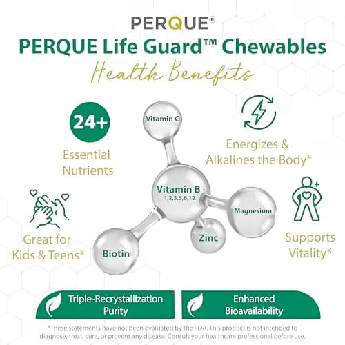PERQUE Life Guard Chewables Cherry 90 Count | Unisex Multivitamin & Mineral Supplement thumbnail 4