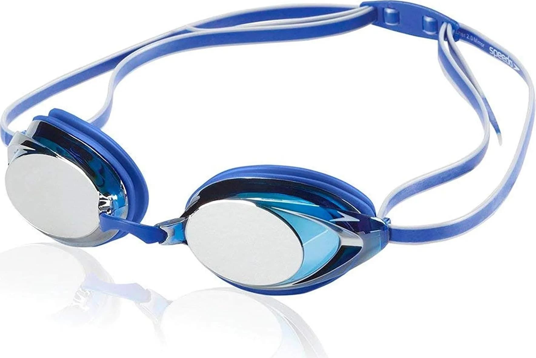 Speedo Unisex-Adult Swim Goggles Mirrored Vanquisher 2.0 | Wide Panoramic View, Anti-Fog, UV Protection — 2.0 Blue