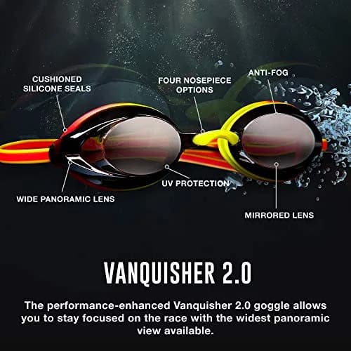 Speedo Unisex-Adult Swim Goggles Mirrored Vanquisher 2.0 | Wide Panoramic View, Anti-Fog & UV Protection thumbnail 7