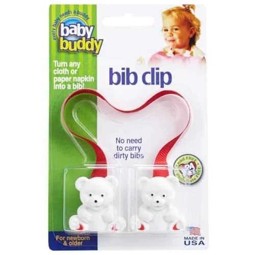 Baby Buddy Baby Bib Clip Turns Cloth, Towel, Napkin into Disposable Bibs | Safe, Reusable, Travel Essential for Babies, Newborns & Toddlers, Red thumbnail 1