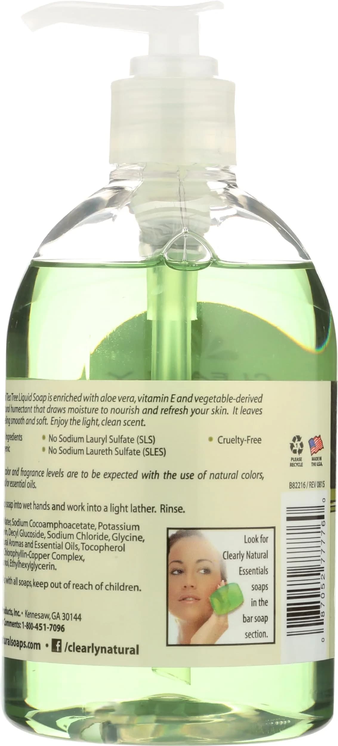 Clearly Natural Glycerin Liquid Hand Soap Tea Tree 355ml (12 Fl Oz) | Gentle Cleansing with Aloe Vera & Vitamin E - view 2