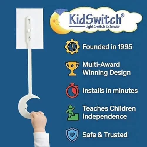 Kidswitch Light Switch Extender for Kids (3 Pack) - Glow in the Dark Toddler Light Switch - Quick Install, Easy Grab Extension, Award Winning thumbnail 2