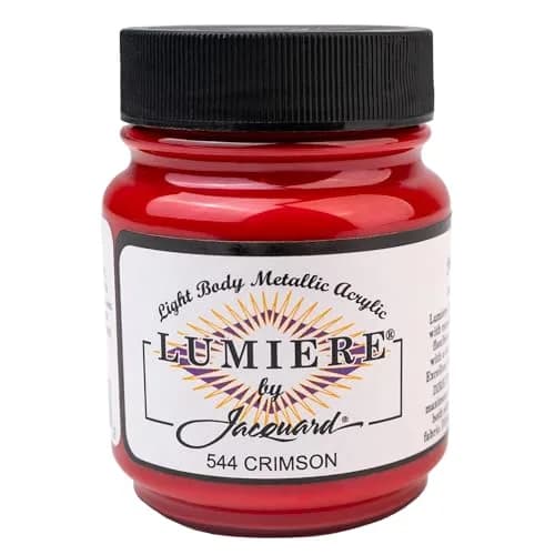 Jacquard Lumiere Fabric Paint Crimson | Metallic Acrylic for Fabric & Wood, 2.25 Fl Oz thumbnail 1