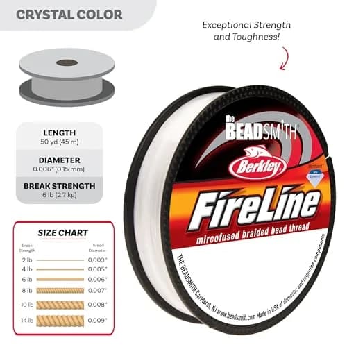 The Beadsmith Fireline Braided Beading Thread 0.15mm (50 Yds) | Micro-Fused Dyneema Fiber Cord thumbnail 4