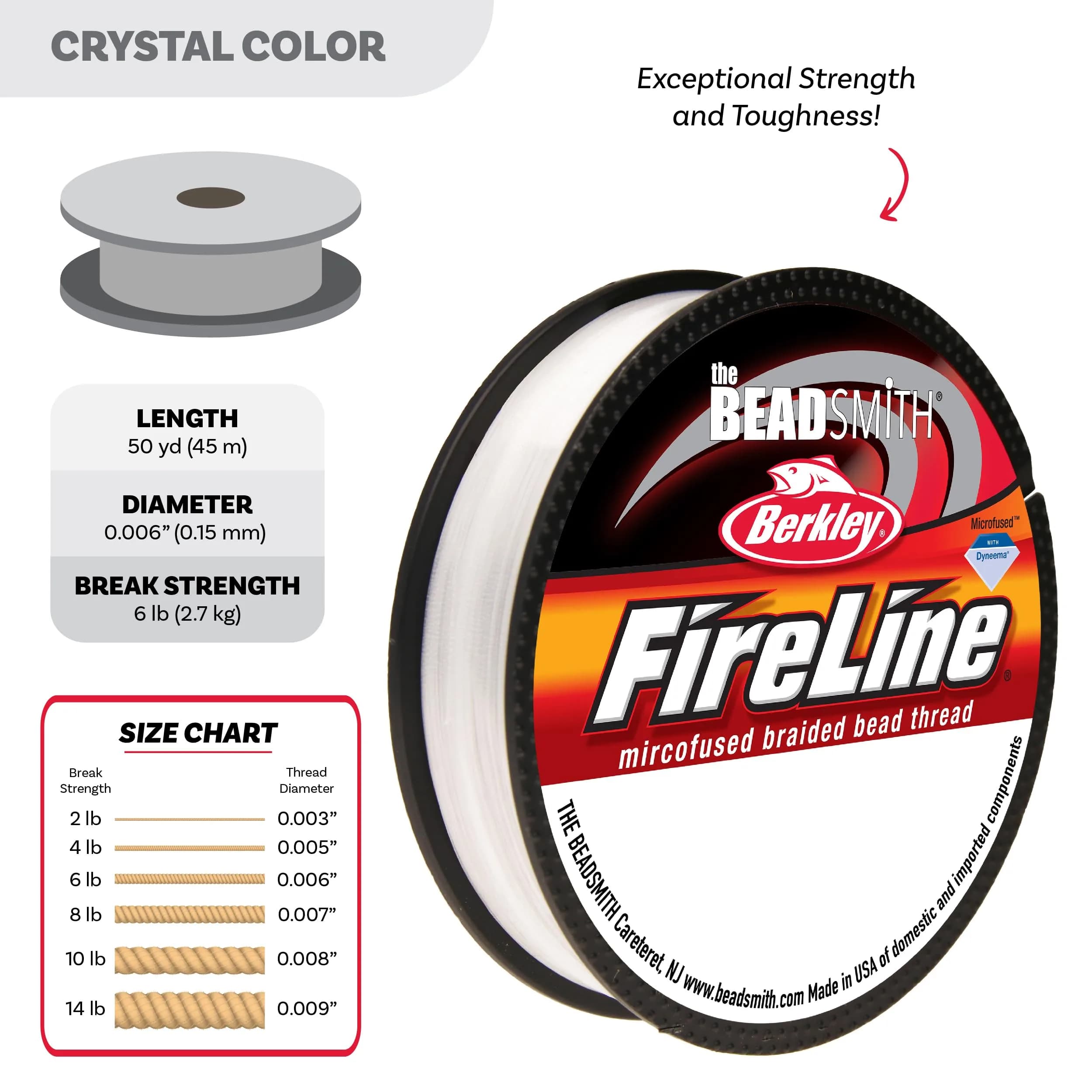 The Beadsmith Fireline Braided Beading Thread 0.15mm (50 Yds) | Micro-Fused Dyneema Fiber Cord - view 4