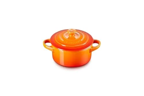 Le Creuset Stoneware Mini Round Cocotte 8 oz. Flame | Elegant Individual Serving Dish thumbnail 1