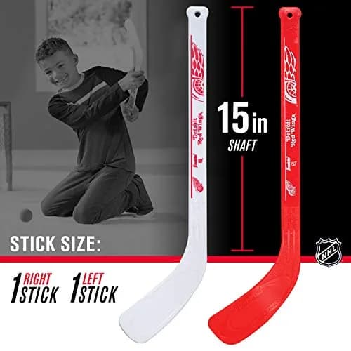 Franklin Sports NHL Detroit Red Wings Mini Hockey Stick Set with 2 Foam Balls | 2-Piece ABS Plastic thumbnail 4
