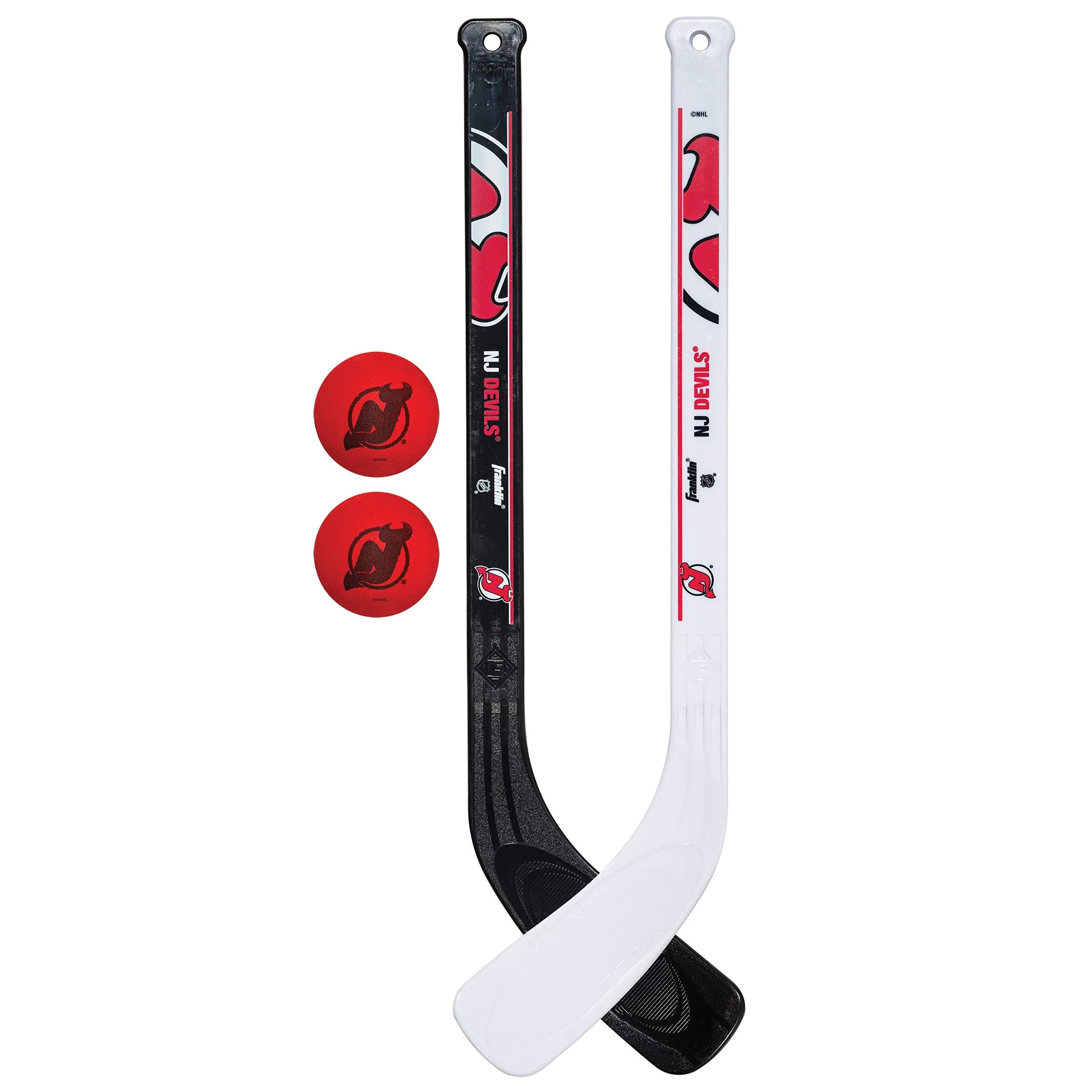 Franklin Sports NHL New Jersey Devils Mini Hockey Stick Set with Foam Balls | 2-Piece ABS Plastic - main product image