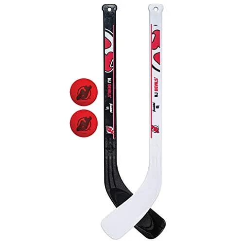 Franklin Sports NHL New Jersey Devils Mini Hockey Stick Set with Foam Balls | 2-Piece ABS Plastic thumbnail 1