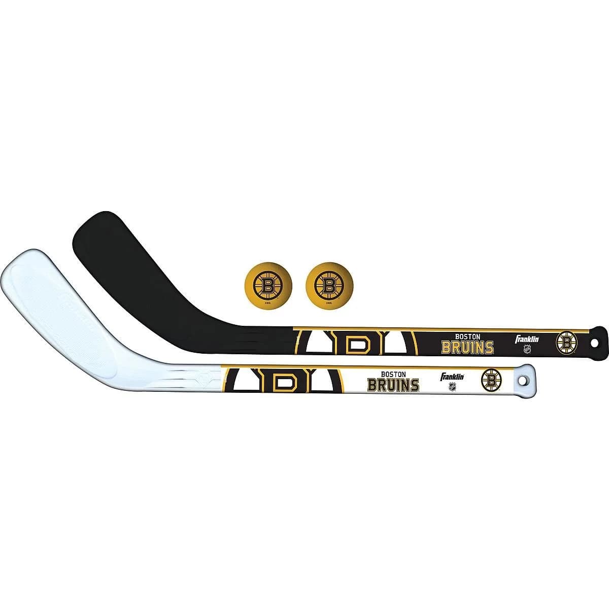 Franklin Sports NHL Boston Bruins Mini Hockey Stick Set with Foam Balls | 2-Piece Set for Ages 4-5 - main product image