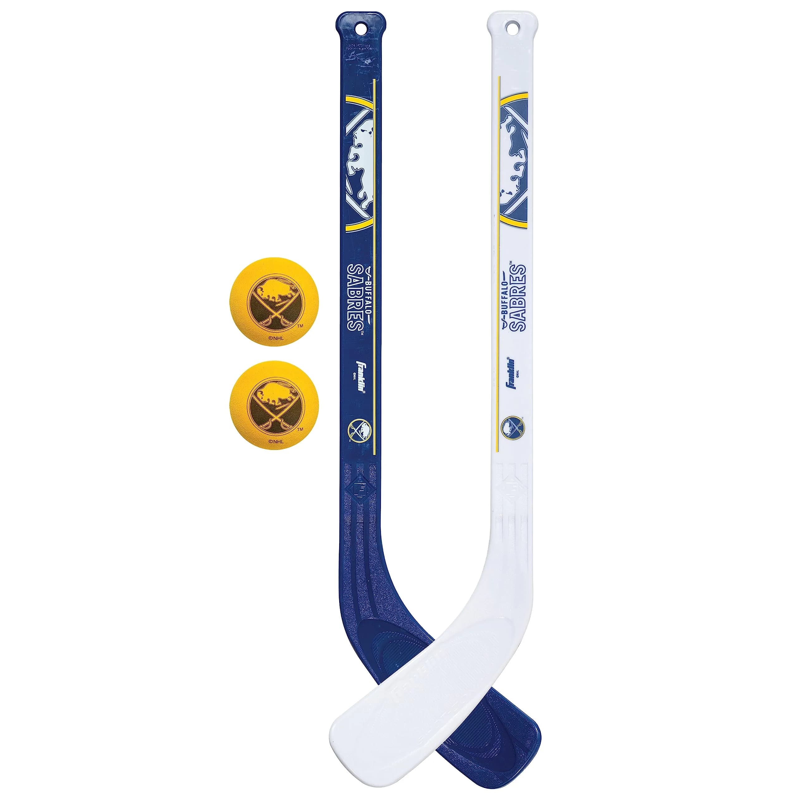 Franklin Sports NHL Buffalo Sabres Mini Hockey Stick Set (2-Pack, Left & Right Hand) | Official NHL Team Gear for Kids - main product image
