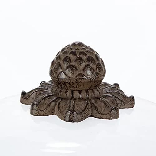 GG Collection Glass Domed Cake Pedestal with Acanthus Leaf Ornate Brown Metal Base and Cream Ceramic Plate | Elegant 14.5-inch Diameter Display thumbnail 6
