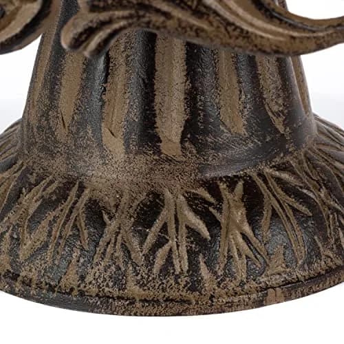 GG Collection Glass Domed Cake Pedestal with Acanthus Leaf Ornate Brown Metal Base and Cream Ceramic Plate | Elegant 14.5-inch Diameter Display thumbnail 3