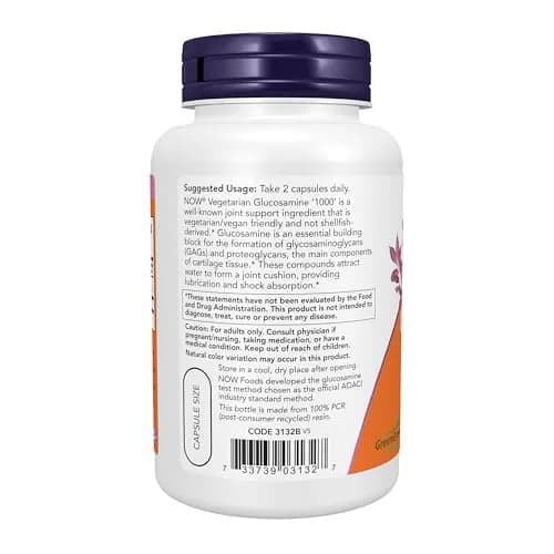 NOW Vegetarian Glucosamine '1000' 90 Veg Caps | Vegan Joint Support & Comfort thumbnail 3