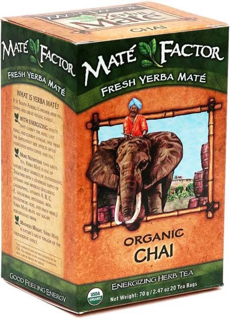 Maté Factor Yerba Mate Chai Tea Bags | Organic, Energizing, 20 Bags (Pack of 3) — Teabags