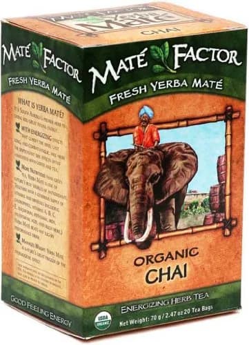 Maté Factor Yerba Mate Chai Tea Bags | Organic, Energizing, 20 Bags (Pack of 3) thumbnail 1