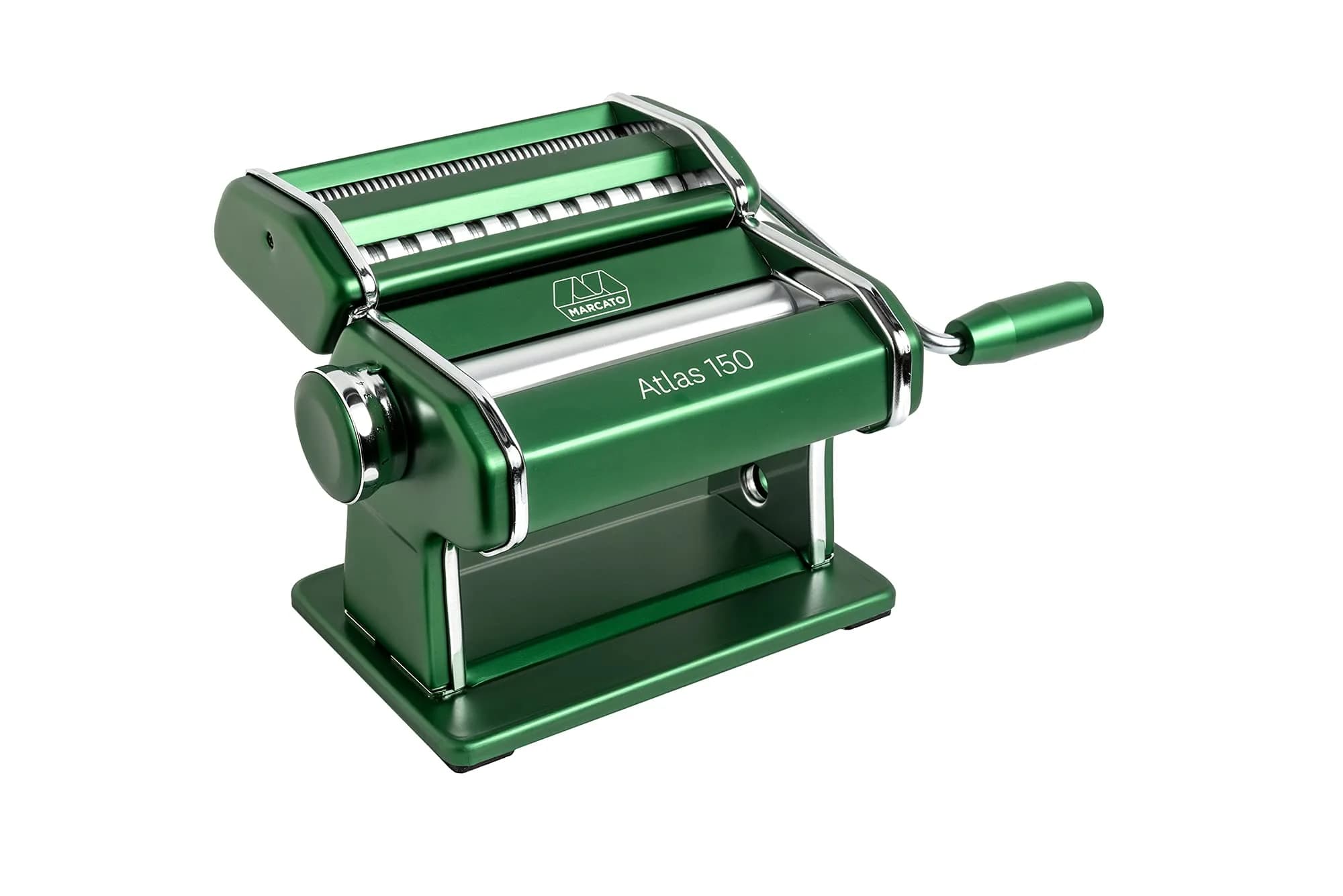 Marcato Atlas 150 Pasta Maker | Italian Hand-Crank Pasta Machine with 10 Thickness Settings (Green)