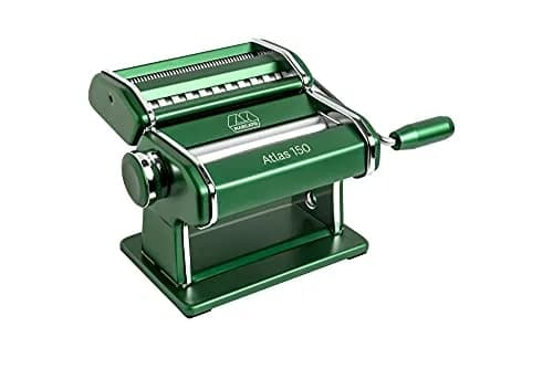 Marcato Atlas 150 Pasta Maker | Italian Hand-Crank Pasta Machine with 10 Thickness Settings (Green) thumbnail 1