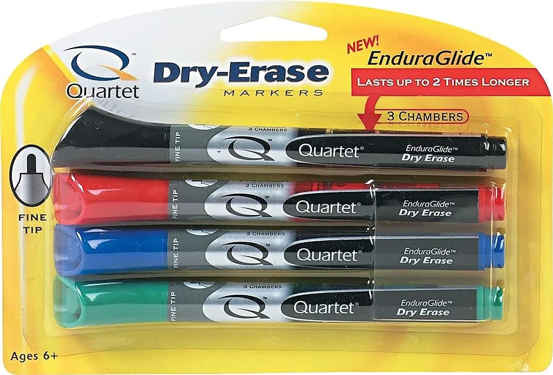 Quartet EnduraGlide Dry Erase Markers, Bullet Tip, Assorted Classic Colors, 4 Pack | Smooth Ink Flow - view 2