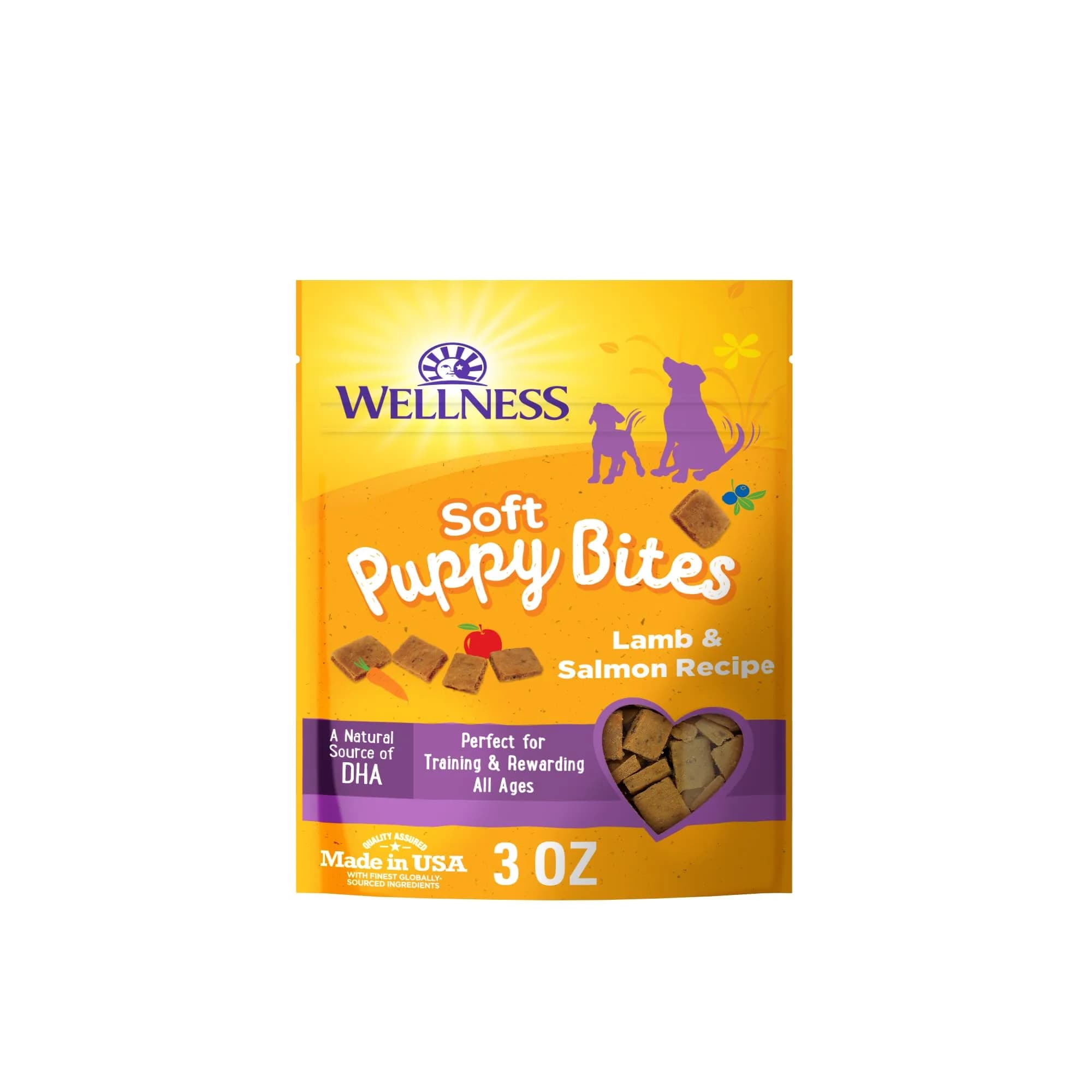 Wellness Soft Puppy Bites Dog Training Treats Lamb & Salmon 3 oz Bag | Grain-Free DHA for Brain Development - main product image