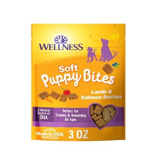 Wellness Soft Puppy Bites Dog Training Treats Lamb & Salmon Recipe 227 g (8 oz) | Grain-Free DHA for Brain Development — Lamb & Salmon / 3 Ounce