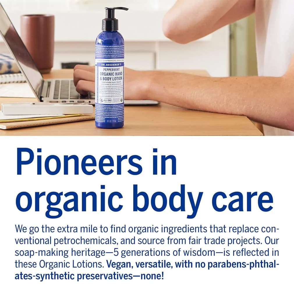 Dr. Bronner's Organic Peppermint Lotion 237ml (8 Fl Oz) | USDA Organic & Fair Trade Moisturizer - view 4