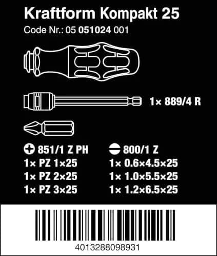 Wera KK25 Replacement Type Driver Bit Set | 7-Piece Compact Screwdriver & Bit Adapter thumbnail 2