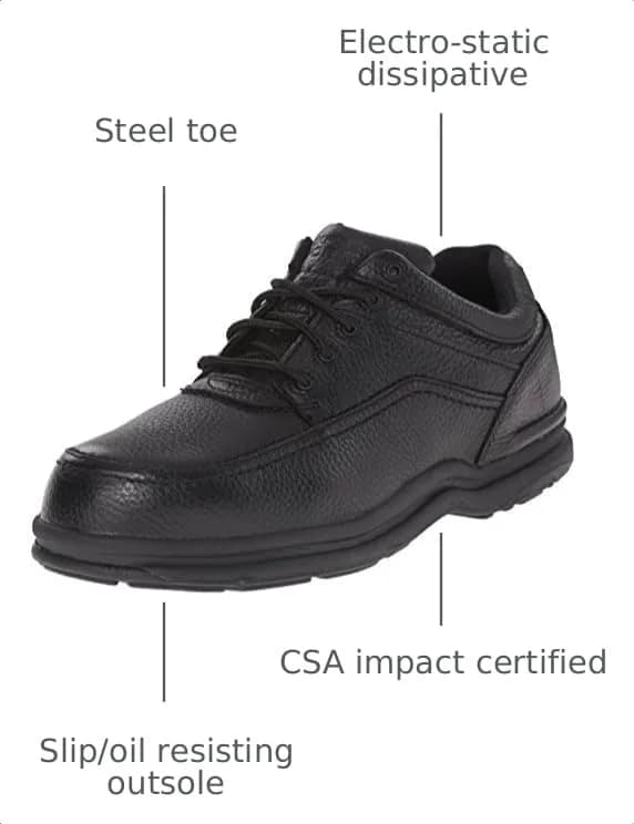 Rockport Work Men's RK6761 Work Shoe | Steel Toe, Black, 10.5 US | Durable Leather & Rubber thumbnail 2