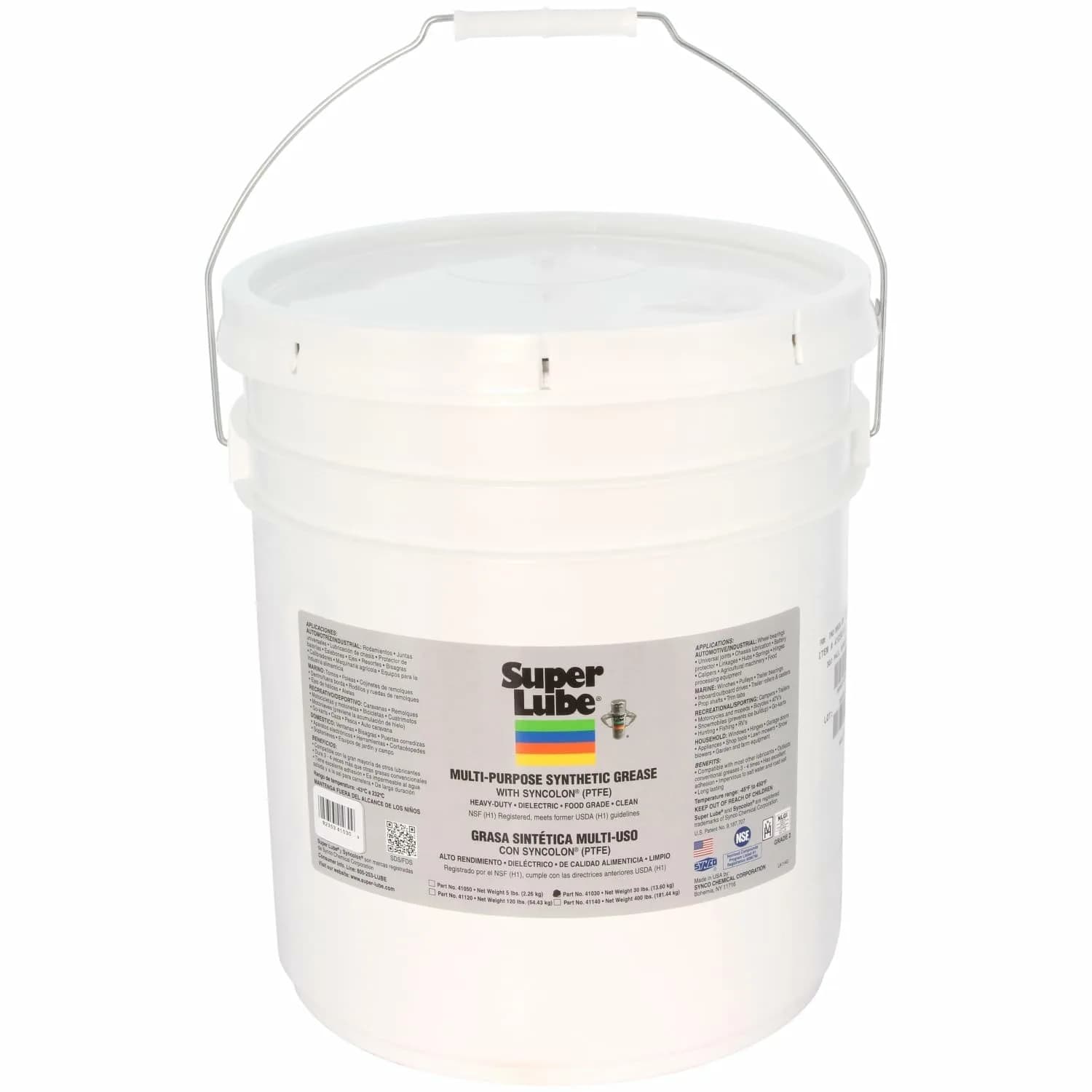 Super Lube Multi-Purpose Synthetic Grease with Syncolon Pail 14.5 kg (32 lb) | NSF H1 Food Grade Lubricant for Extreme Temperatures — 480 oz Pail