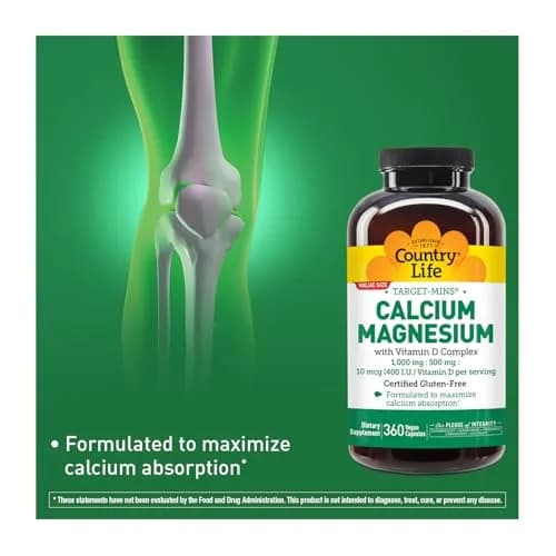 Country Life Target-Mins Calcium Magnesium with Vitamin D, 360 Capsules | Supports Bone & Heart Health thumbnail 2