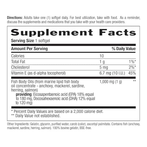 Country Life Omega-3 Fish Oil 1,000 mg | 180 mg EPA/120 mg DHA | 300 Softgels | Heart & Brain Support thumbnail 5