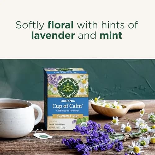 Traditional Medicinals Organic Cup of Calm Chamomile Mint Tea 16 Tea Bags | Calming & Digestive Support thumbnail 3