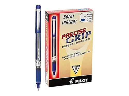 Pilot Precise Grip Bold Rolling Ball Pen 1mm | Blue Ink, Advanced Ink Feed System, Comfortable Rubber Grip thumbnail 3