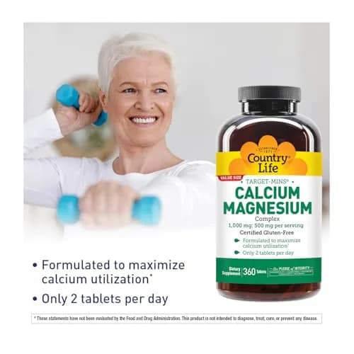 Country Life Target-Mins Calcium Magnesium Complex, 360 Tablets | Supports Bone & Muscle Health thumbnail 4