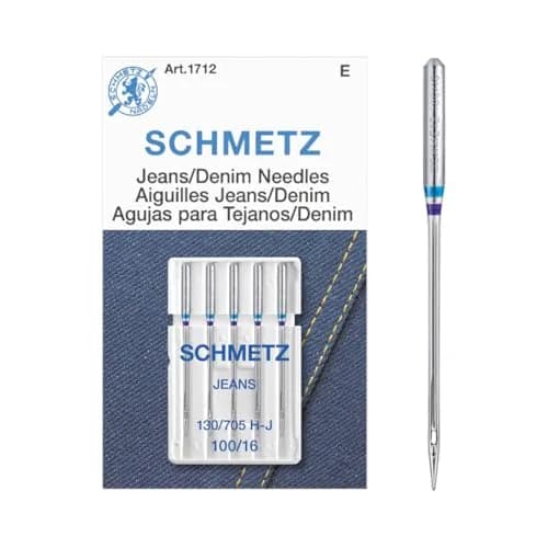 SCHMETZ Jean & Denim Machine Needles Size 16/100 (5/Pkg) | 8.2mm (0.32") Flat Shank for Home Machines thumbnail 3