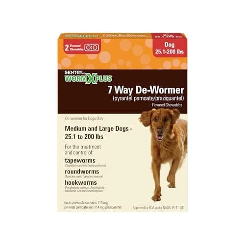 WORM X PLUS 7 Way De-Wormer Chewables for Dogs | Broad Spectrum Tapeworm & Hookworm Control (2 Count) thumbnail 1