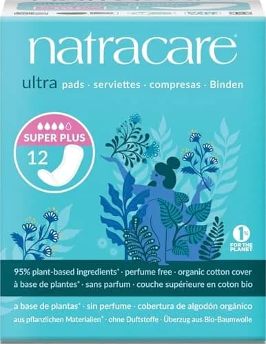 Natracare Slim Fitting Ultra Pads Without Wings, Super Plus, 12 Count (Pack of 1) | Certified Organic Cotton, Plastic-Free thumbnail 1