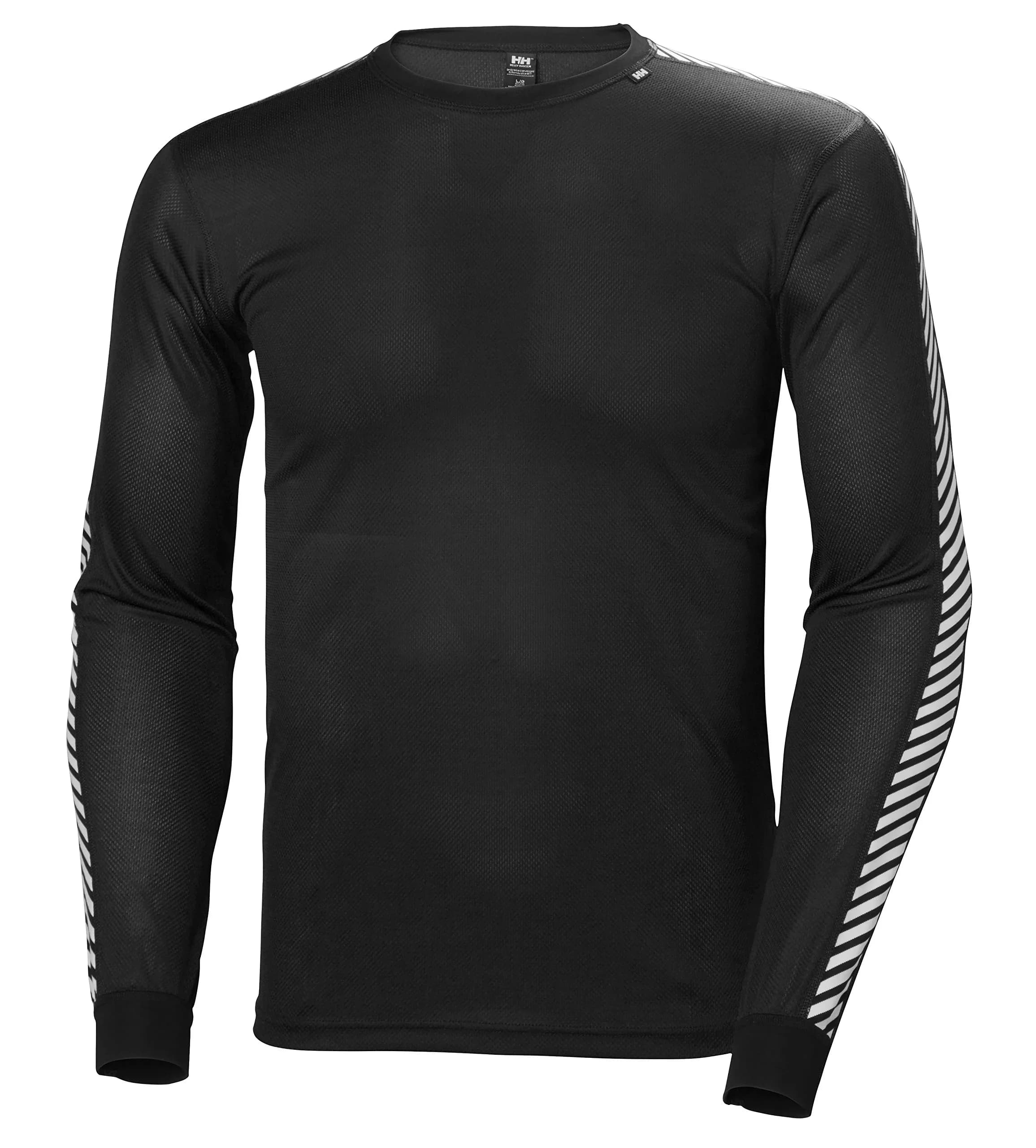 Helly Hansen Men's LIFA Stripe Performance Long Sleeve Crewneck Thermal Baselayer Top, 991 Black, Medium thumbnail 1