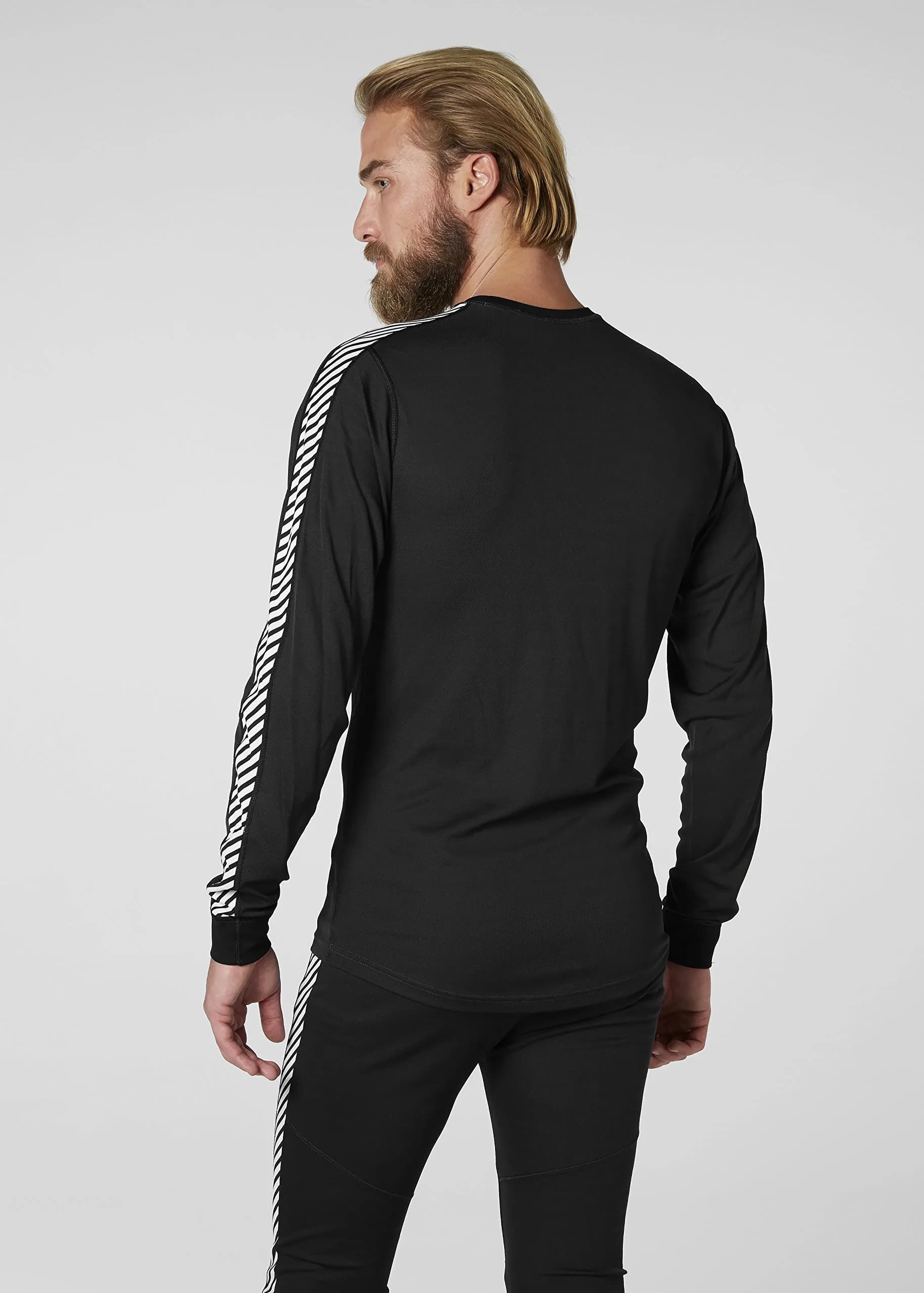 Helly Hansen Men's LIFA Stripe Performance Long Sleeve Crewneck Thermal Baselayer Top, 991 Black, Medium thumbnail 3