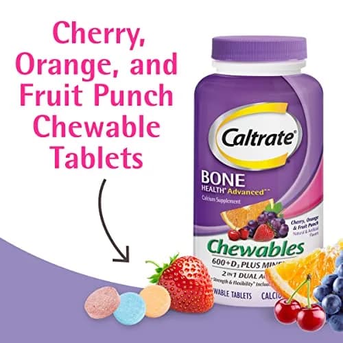 Caltrate Chewables 600 Plus D3 Vitamin D and Calcium Supplement | Sugar Free, Bone & Muscle Support (70-120 chars) thumbnail 2