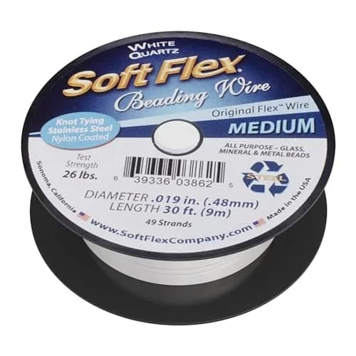 Soft Flex 49 Strand Beading Wire - Medium 0.019" (0.48mm) - 30 Feet (9.14m) | USA-Sourced for Jewelry Making thumbnail 1